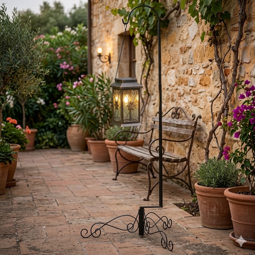 HOHIYA 59 Inch Heavy Duty Shepherd Hook Stand Rust-Resistant Steel Garden Hanging Pole for Bird Feeders Lanterns and Wind Chimes Weatherproof Outdoor Plant Stand Black